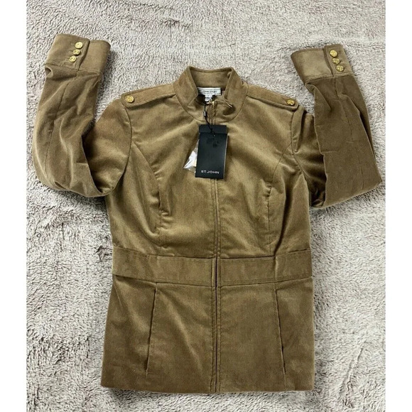 St John Knits Sport Corduroy Fabric Jacket Caramel Size P NWT MSRP $900 - Picture 14 of 16